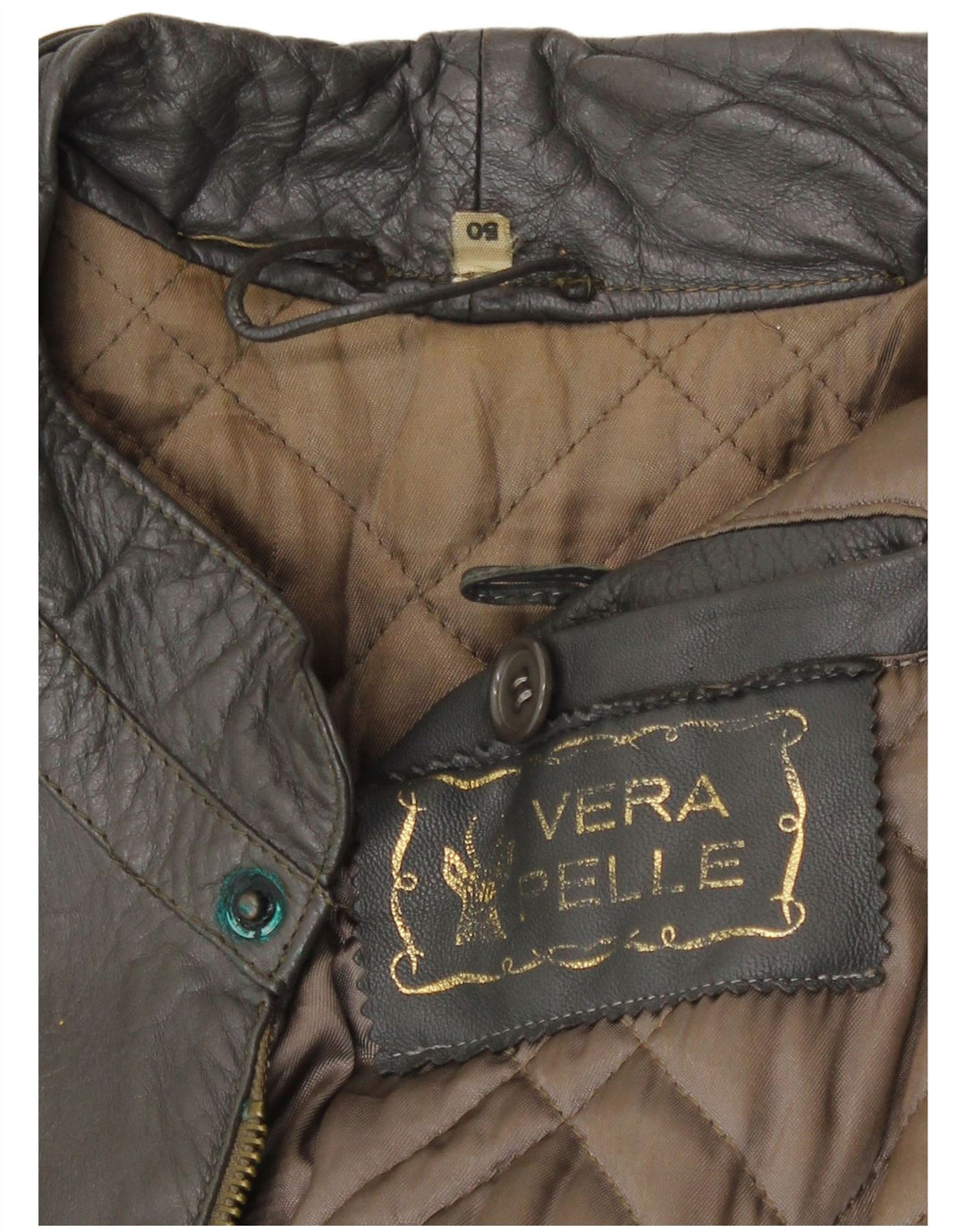 Vintage hombres chaqueta de cuero militar IT 50 cuero gris grande