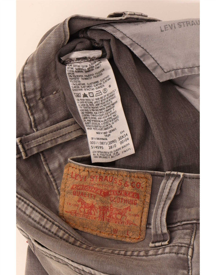 Levi's Hombre 511 Slim Jeans W30 L29 Algodón Gris