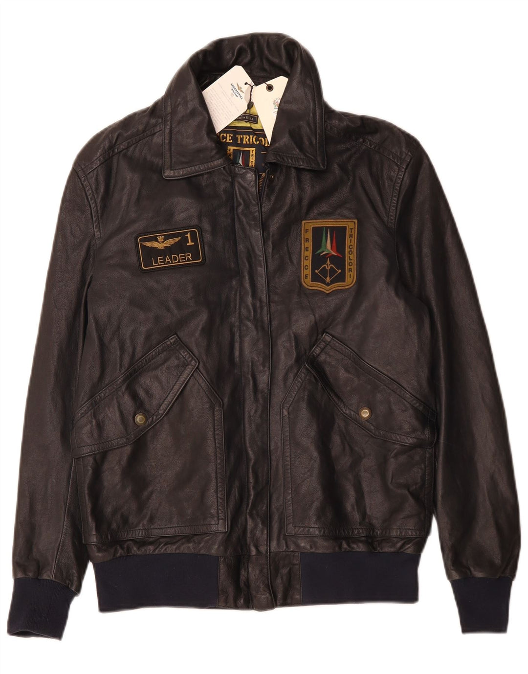 AERONAUTICA MILITARE Chaqueta Gráfica Mujer IT 42 Mediana Cuero Negro