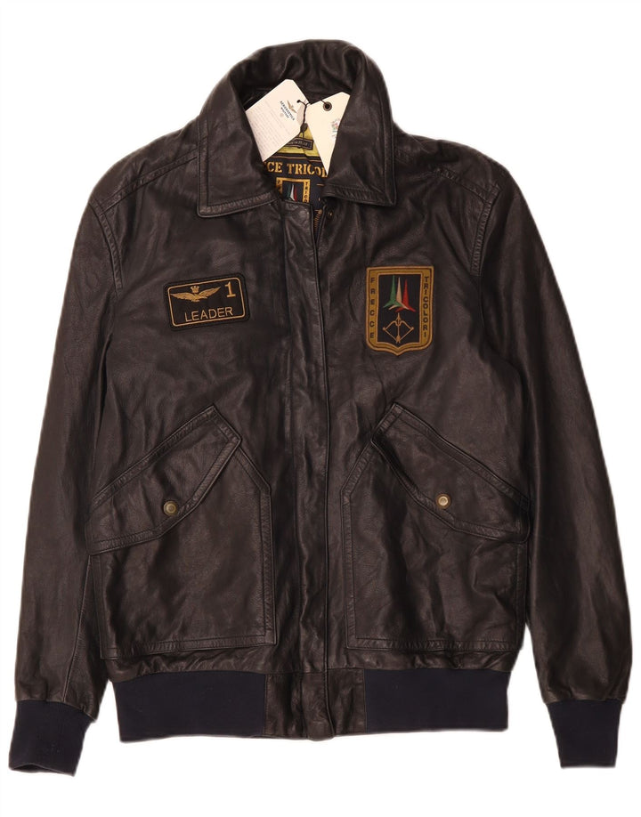 AERONAUTICA MILITARE Chaqueta Gráfica Mujer IT 42 Mediana Cuero Negro