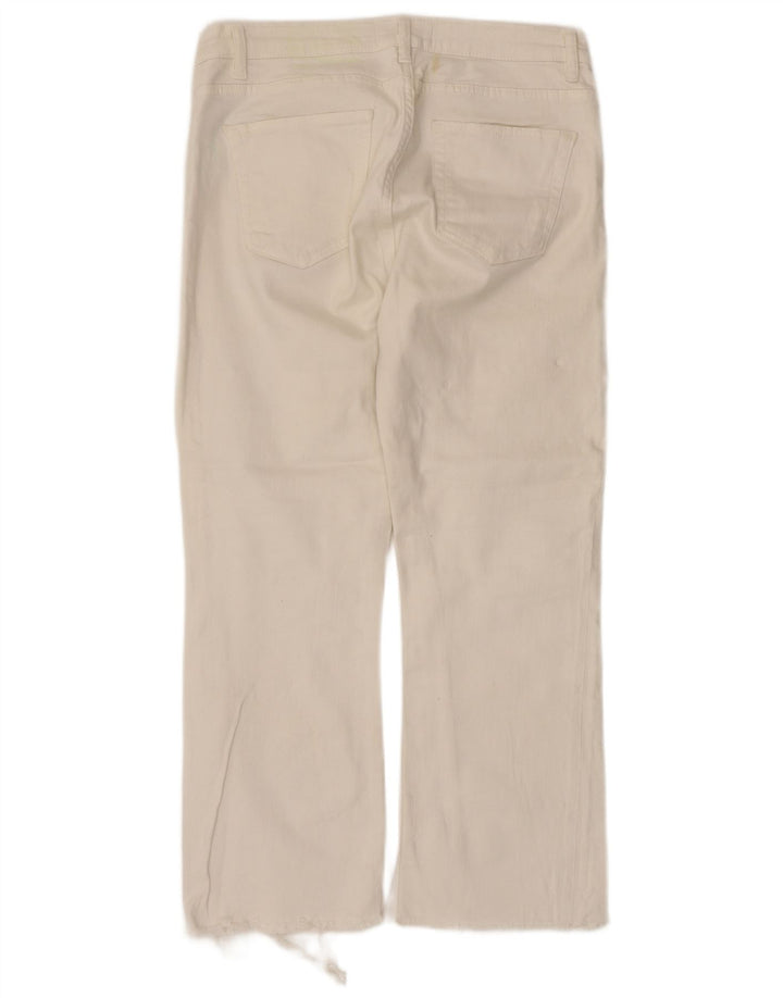 ZARA Mujer Vaqueros Cropped EU 40 Medium W30 L25 Algodón Blanco