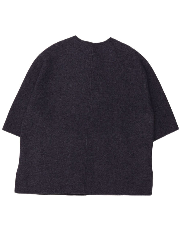 Zara Abrigo extragrande de manga 3/4 para mujer Reino Unido 46 Lana azul marino grande
