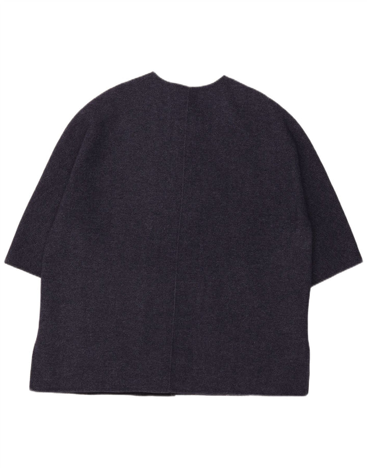 Zara Abrigo extragrande de manga 3/4 para mujer Reino Unido 46 Lana azul marino grande