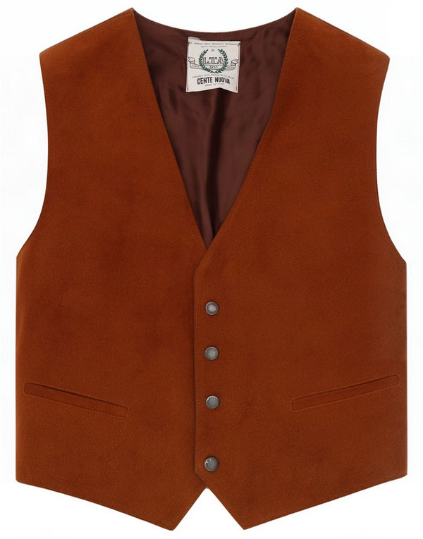 Chaleco de gamuza vintage para hombre Marrón medio