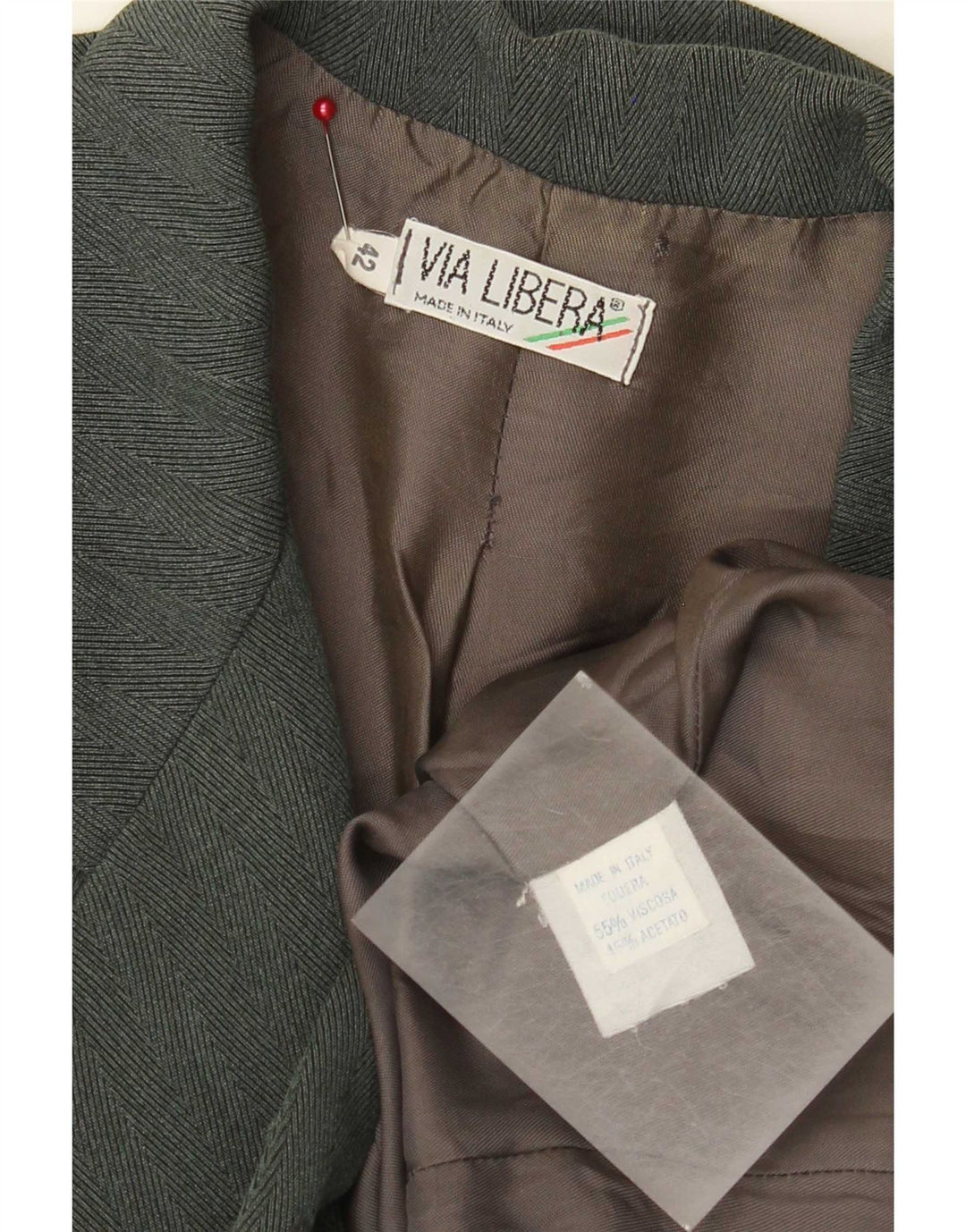 Vintage mujer chaqueta blazer de doble pecho IT 42 espiga verde medio