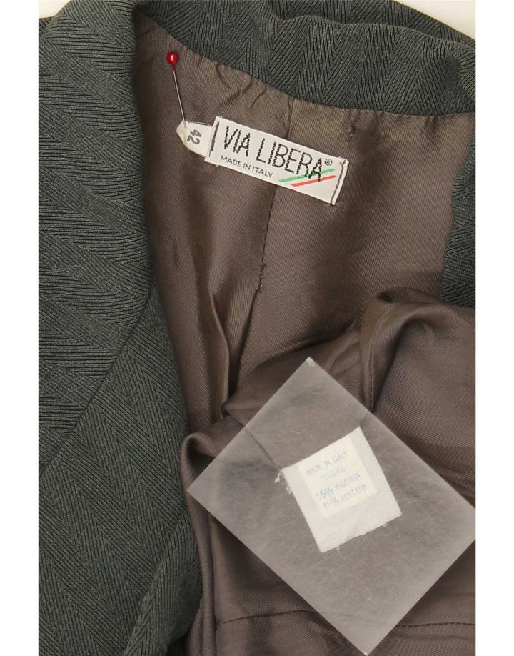 Vintage mujer chaqueta blazer de doble pecho IT 42 espiga verde medio