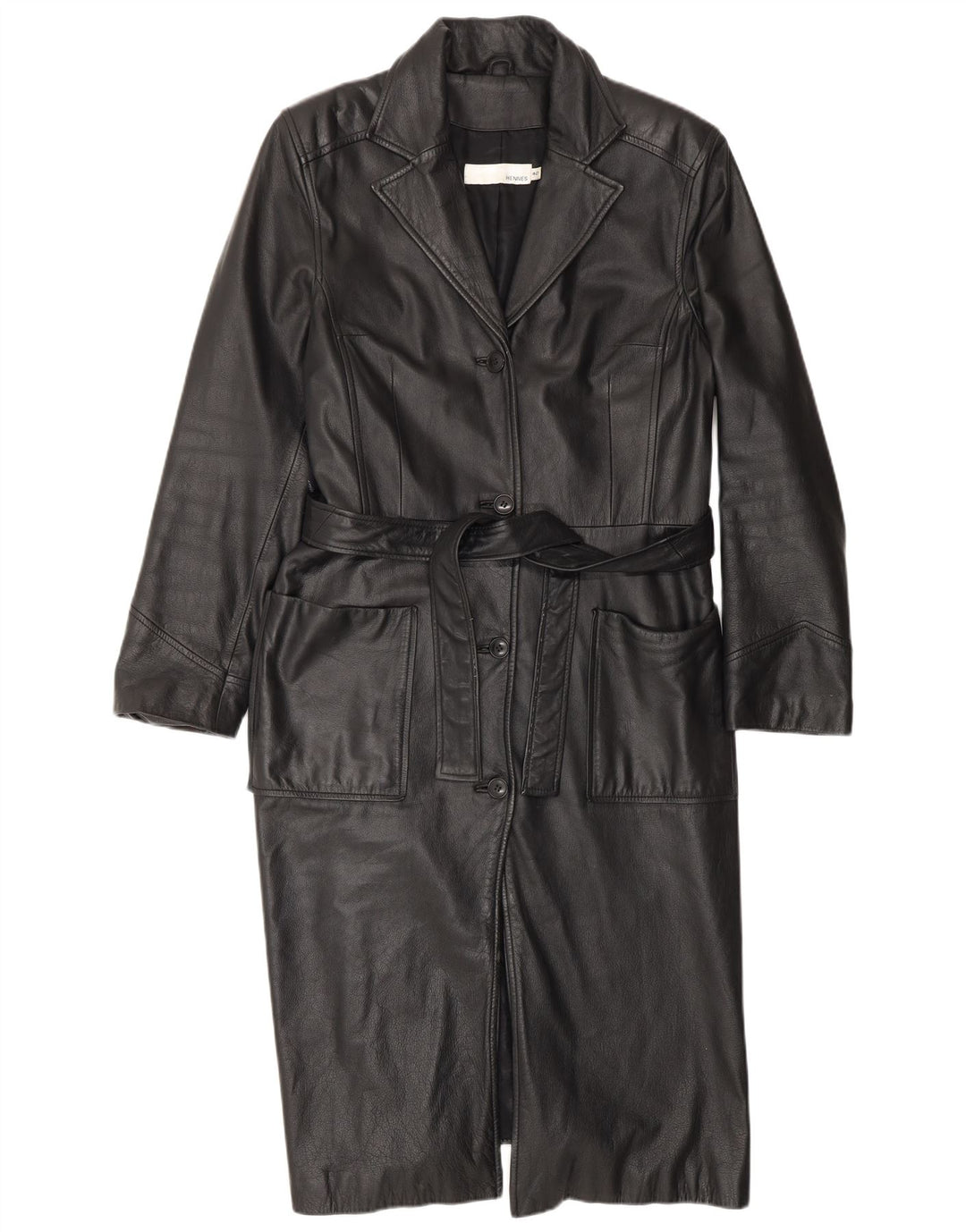 HENNES Abrigo de cuero para mujer EU 42 Cuero negro grande