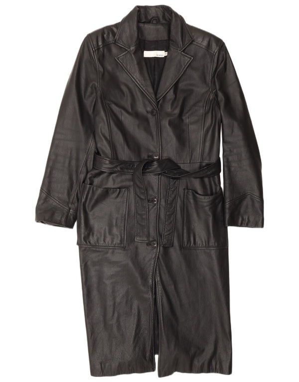 HENNES Abrigo de cuero para mujer EU 42 Cuero negro grande