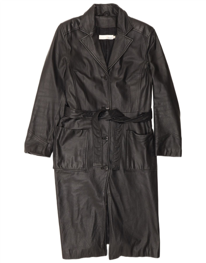 HENNES Abrigo de cuero para mujer EU 42 Cuero negro grande