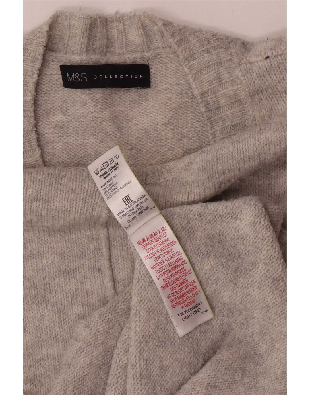 Marks & Spencer Suéter de cuello redondo para mujer UK 44 Acrílico gris medio