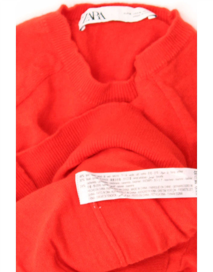 Zara Mujer Cuello Redondo Jersey Jersey UK 10 Small Red Wool