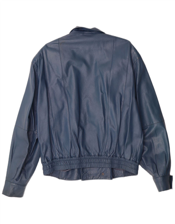 VINTAGE Chaqueta de cuero militar para hombre IT 52 XL Cuero azul