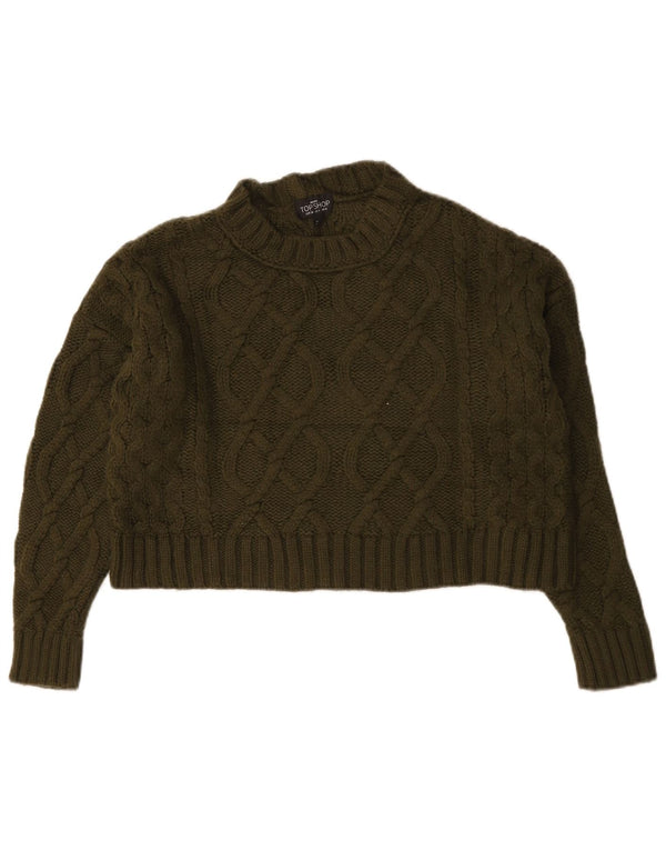 Topshop Suéter tipo jersey con cuello redondo y corte extragrande para mujer UK 8 Small Caqui