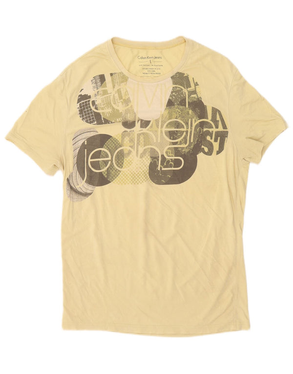 Calvin Klein Jeans Camiseta gráfica para hombre Top grande de algodón amarillo