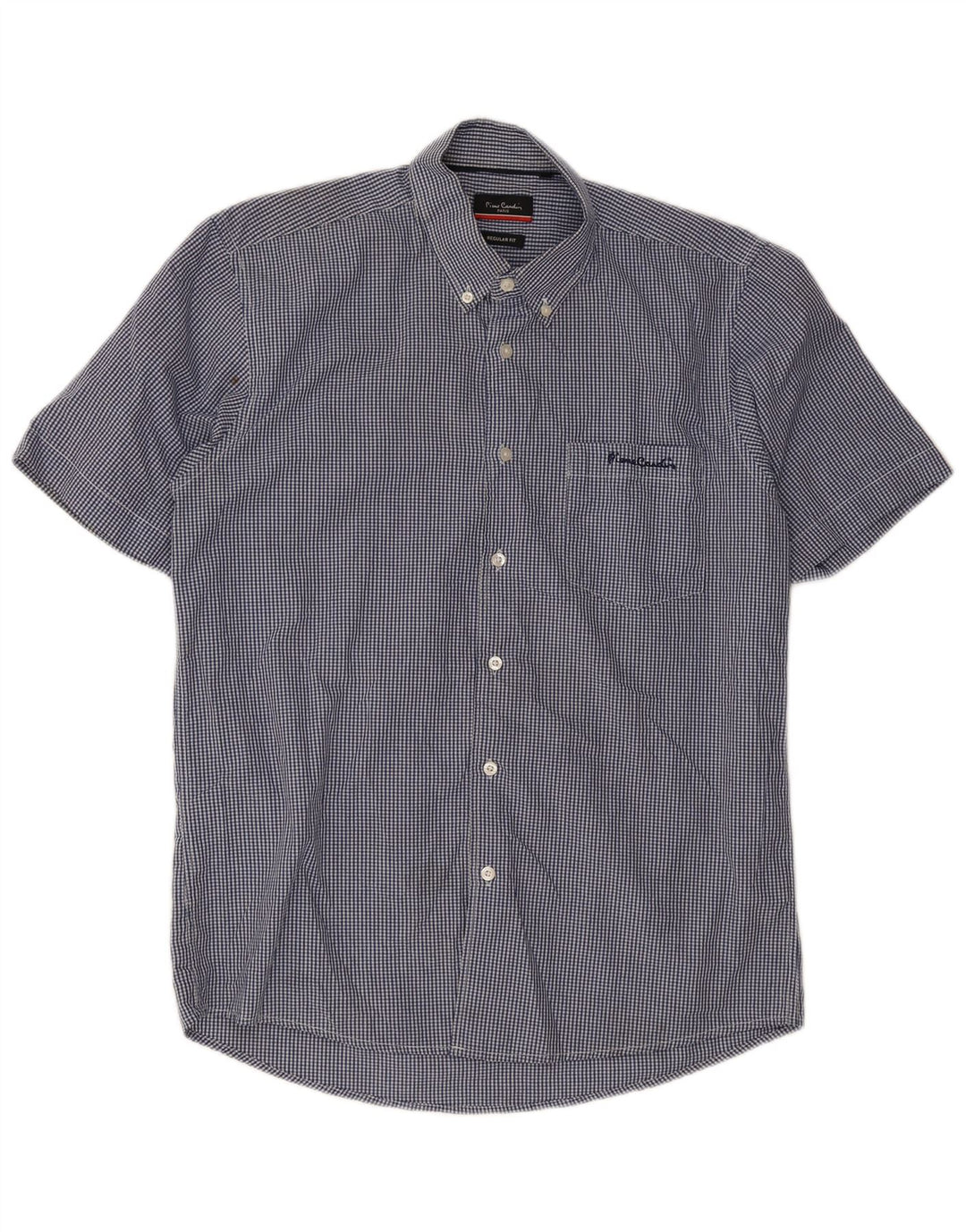 Pierre Cardin Camisa de manga corta para hombre Poliéster a cuadros azul grande