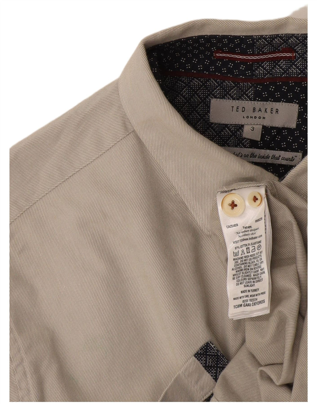 Ted Baker Camisa para hombre Talla 3 Pequeña Algodón blanquecino