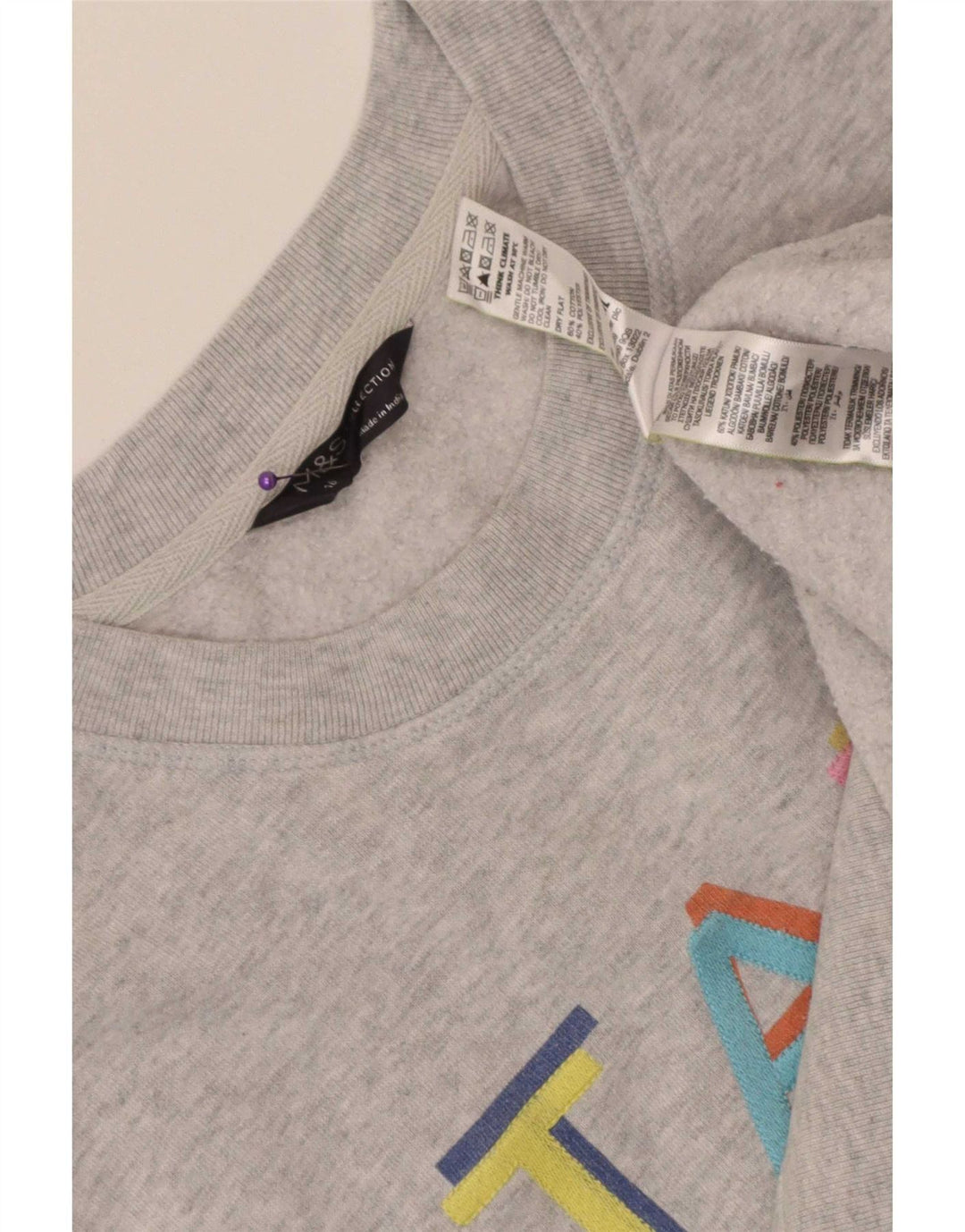 Marks & Spencer - Sudadera gráfica para mujer, talla 40, talla grande, algodón gris