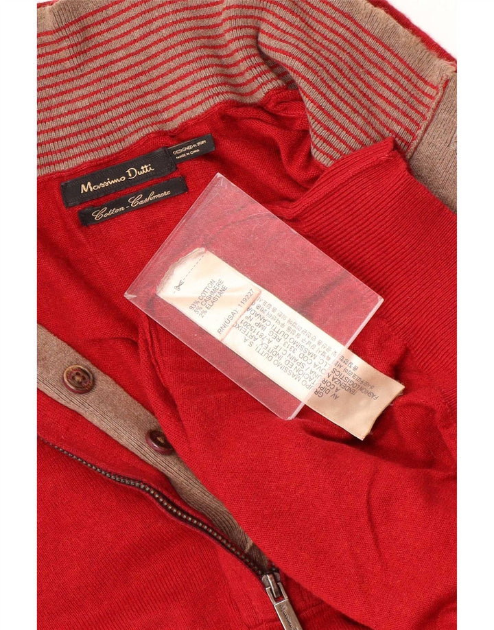 Massimo Dutti Hombre Jersey Con Cremallera Y Cuello Jersey Grande Rojo Algodón