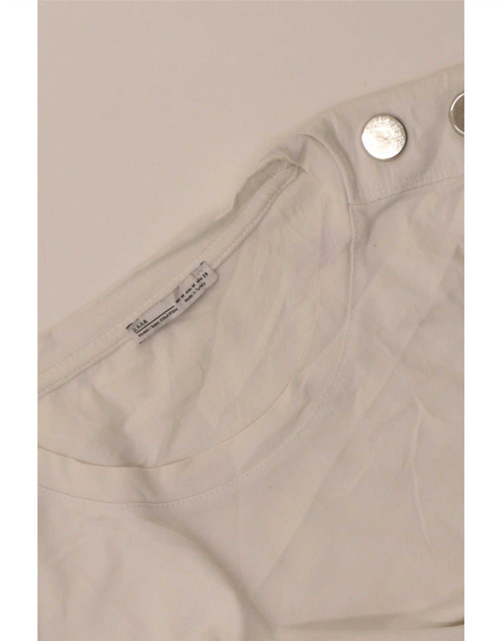 Zara Camiseta Mujer Top UK 12 Medium Blanco