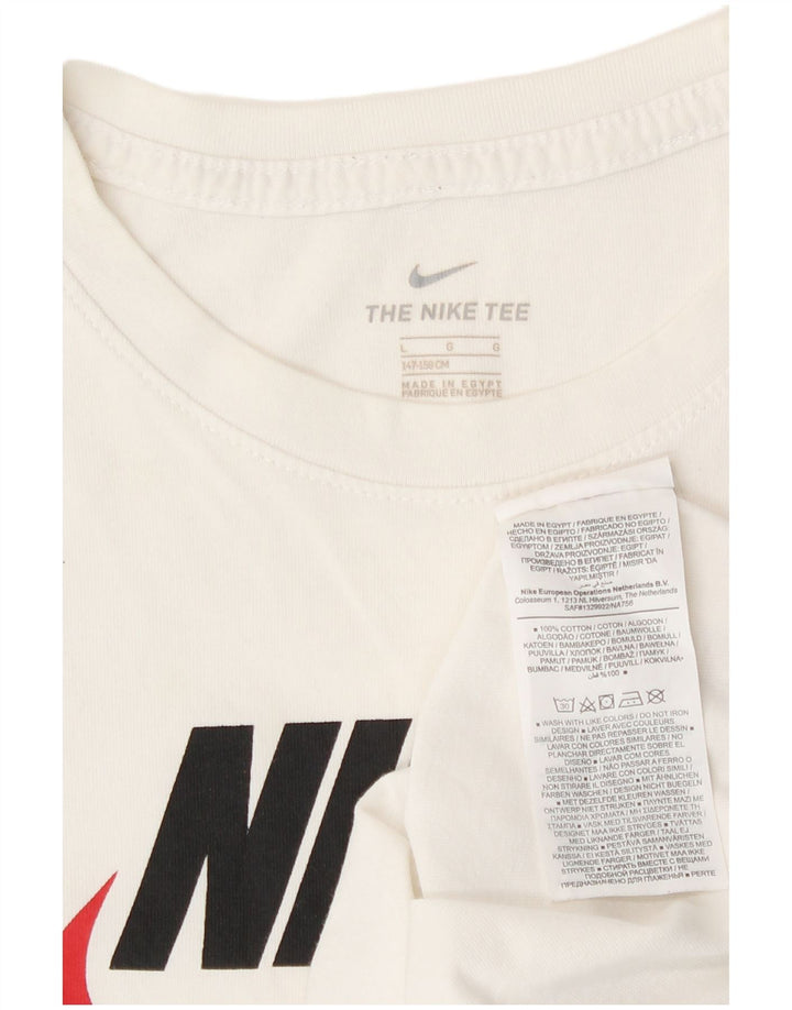 Nike Camiseta gráfica para niños de 12 a 13 años, tamaño grande, algodón blanco roto