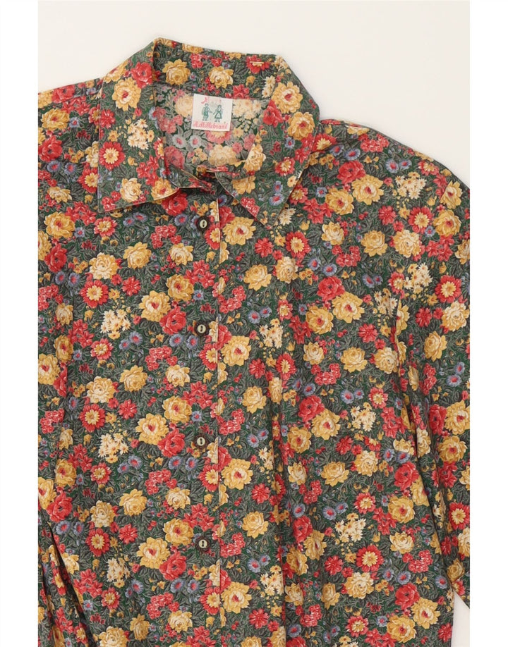 VINTAGE Womens Shirt EU 42 Large Multicoloured Floral Cotton Vintage Vintage and Second-Hand Vintage from Messina Hembry 
