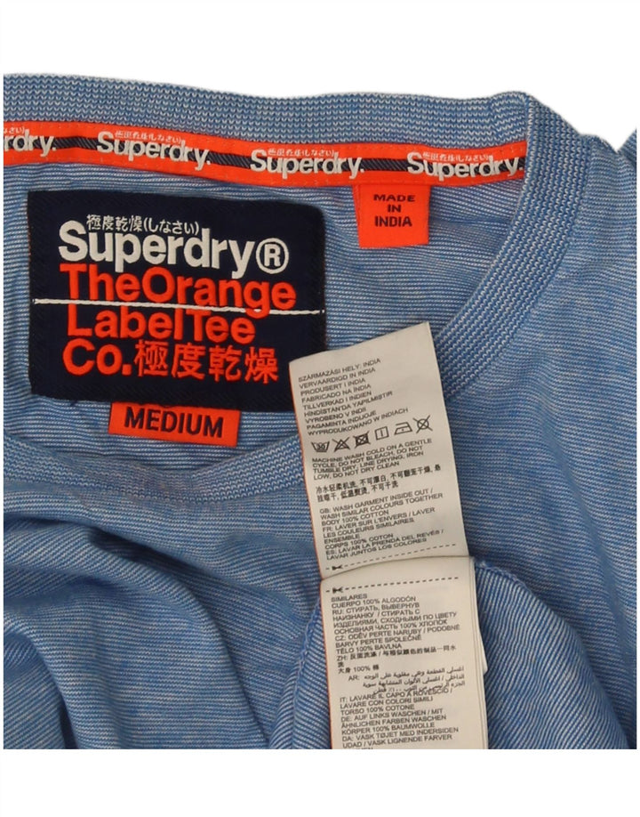 Superdry Hombre Top De Manga Larga De Algodón Moteado Azul Medio