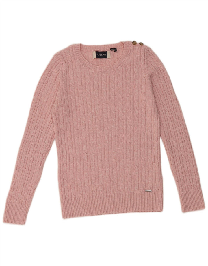 SUPERDRY Suéter tipo jersey con cuello redondo para mujer UK 40 Acrílico rosa medio