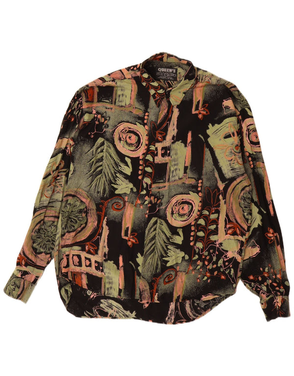 Vintage Mens Abstract Pattern Shirt Large Multicoloured Floral Viscose