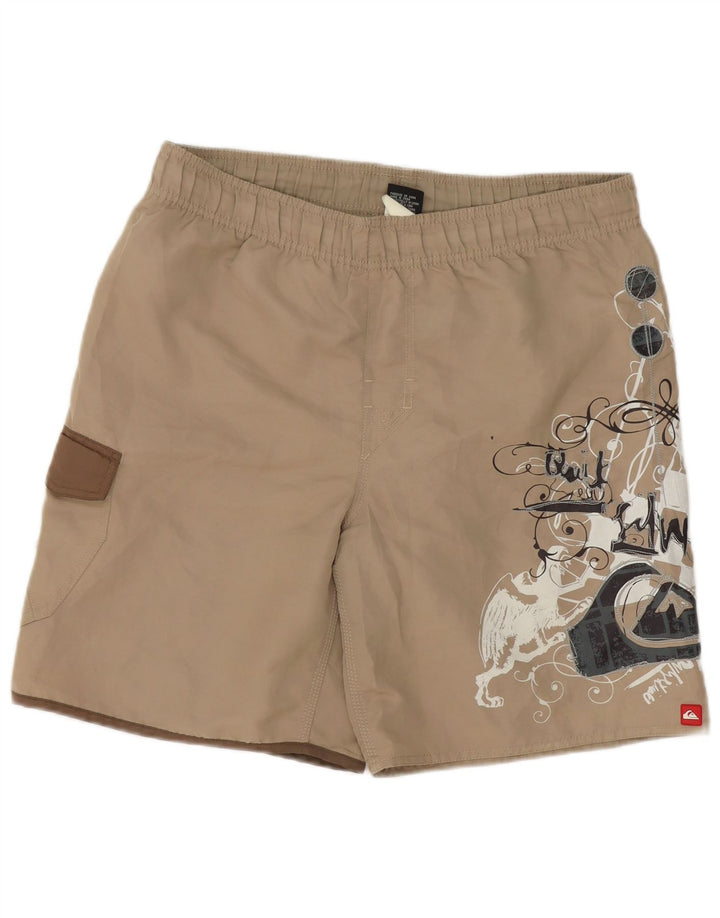 Quiksilver Hombre Graphic Bañador Shorts Small Beige Poliéster