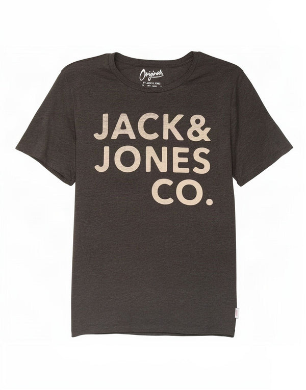 Jack & Jones - Camiseta gráfica para hombre, talla grande, algodón gris