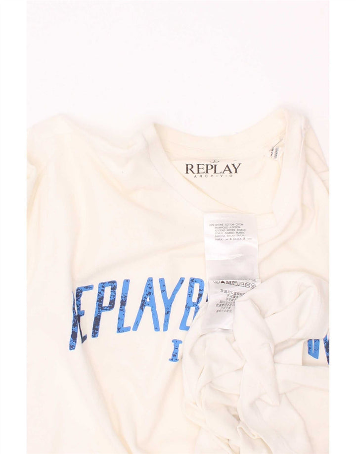 Replay Camiseta gráfica para niño manga larga 15-16 años Algodón blanco