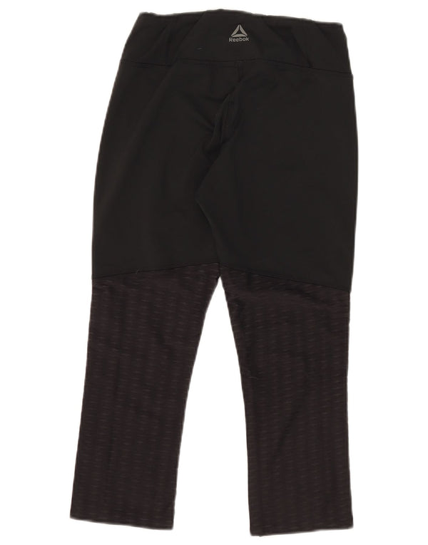 Reebok Leggings Capri Speedwick para Mujer Reino Unido 8/10 Pequeño Negro Manchado