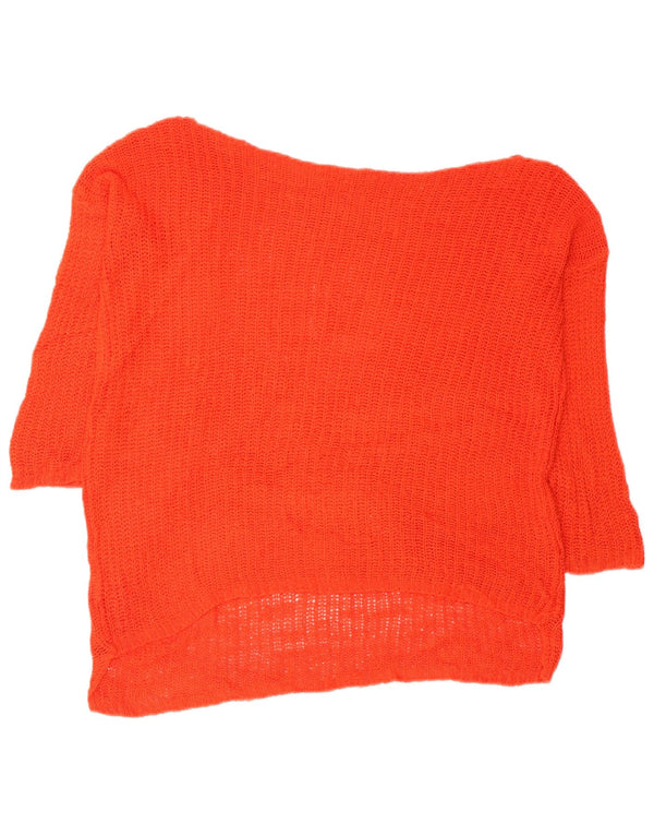 Vintage mujer 3/4 manga barco cuello jersey suéter Reino Unido 14 naranja medio