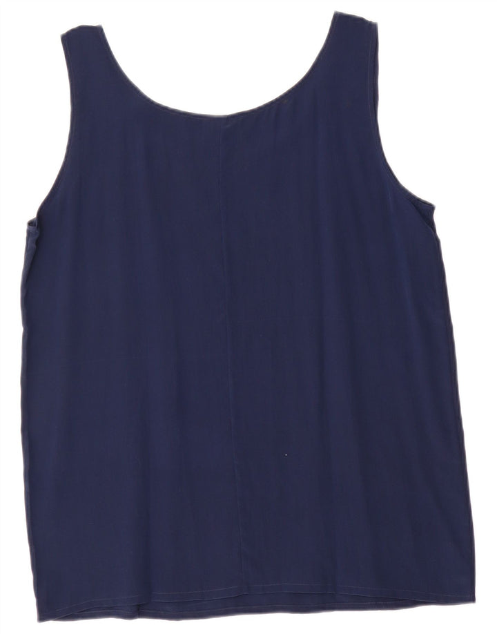 Vintage mujer chaleco top Reino Unido 14 azul marino medio