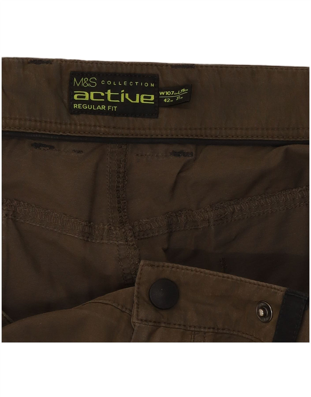 Marks & Spencer Pantalones Cargo Active Regular Fit para Hombre W42 L31 Algodón Caqui