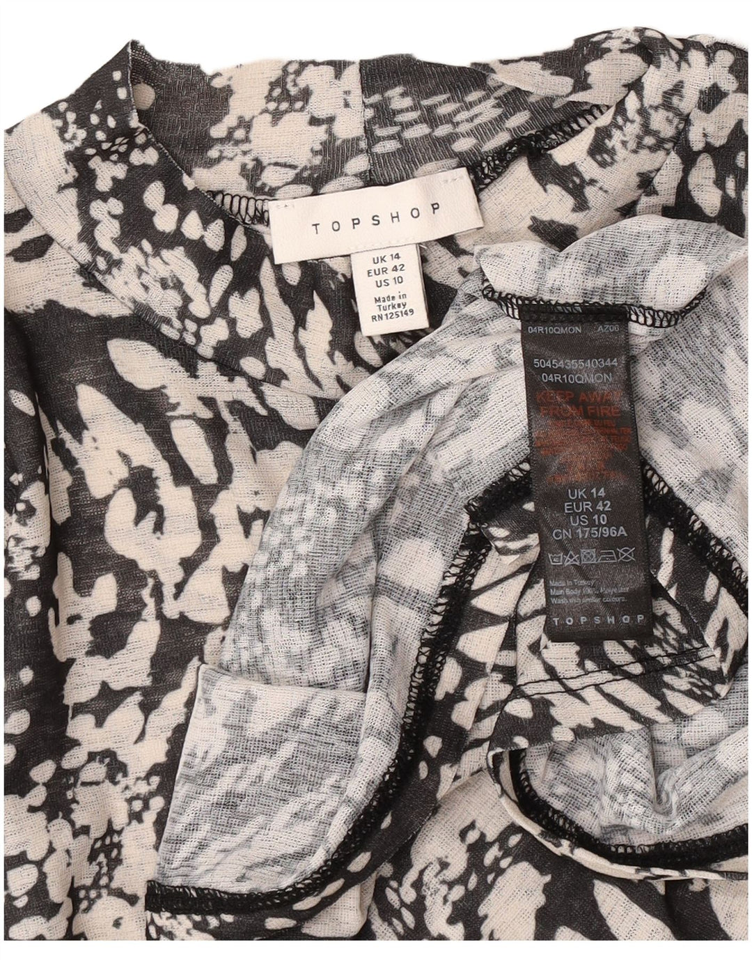 Topshop Top de mujer de manga larga UK 44 Poliéster con lunares grises grandes