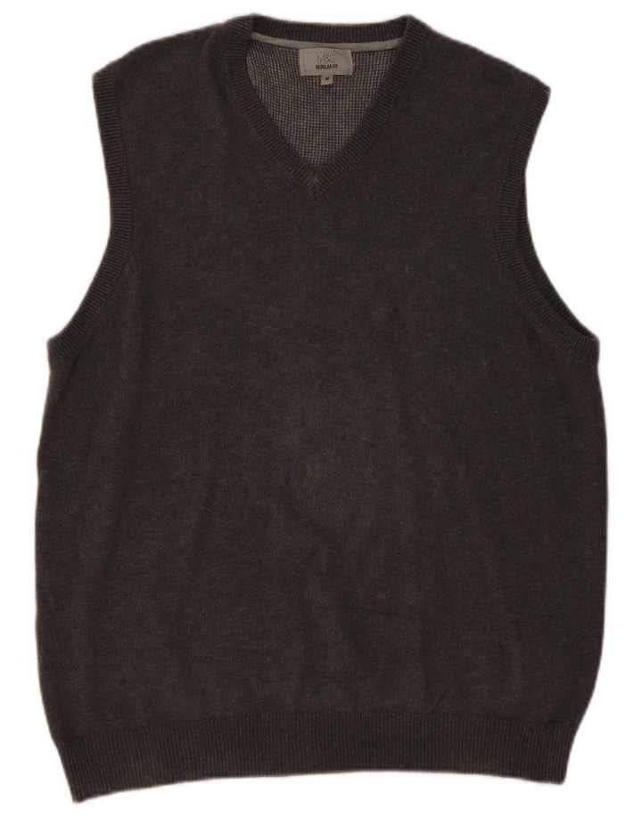 Marks & Spencer Camiseta sin mangas de ajuste regular para hombre de algodón gris medio