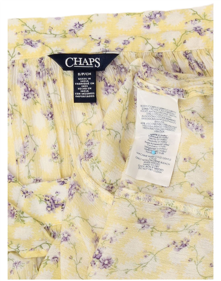 Chaps Blusa de manga larga para mujer UK 10 Small Yellow Floral Cotton