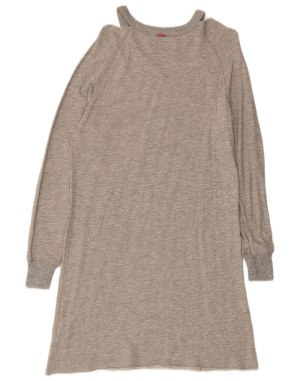 Replay Vestido tipo sudadera de manga larga para mujer UK 10 Small Grey Cotton