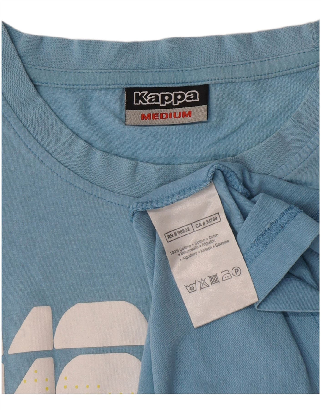Kappa Hombre Camiseta Gráfica Top Algodón Azul Medio