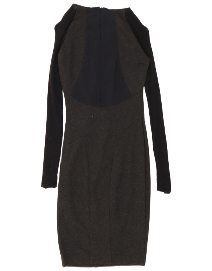 Pinko Vestido ajustado de manga larga para mujer UK 40 Pequeño Poliéster gris