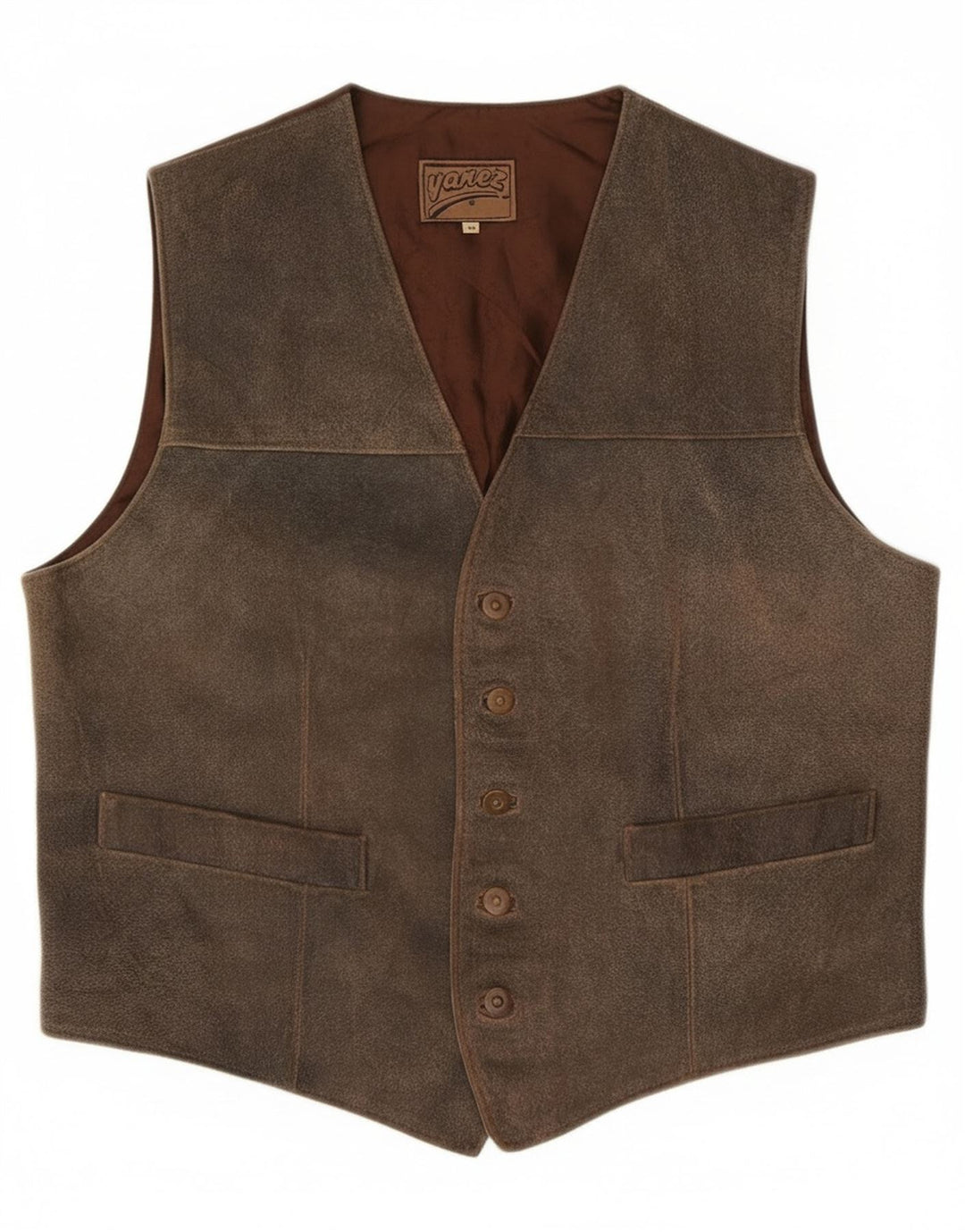 Chaleco de cuero vintage para hombre IT 58 2XL cuero marrón