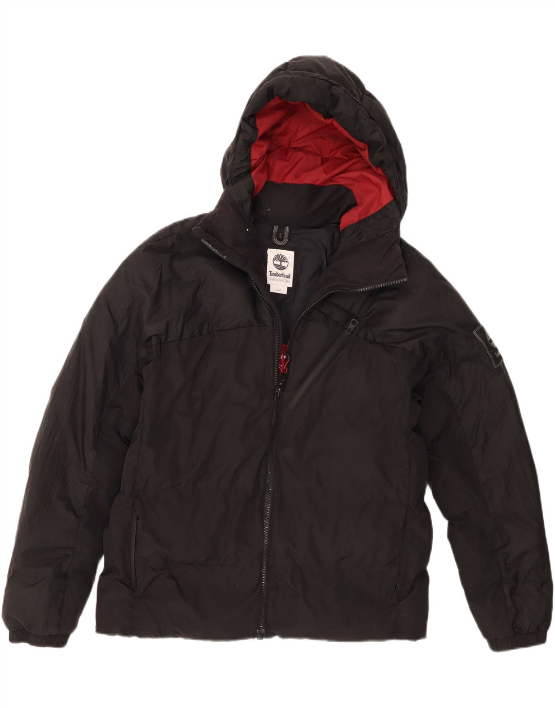 Timberland Chaqueta acolchada con capucha para hombre UK 38 Medium Black Nylon