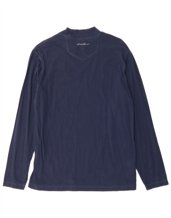 Eddie Bauer Top para hombre manga larga algodón azul marino medio