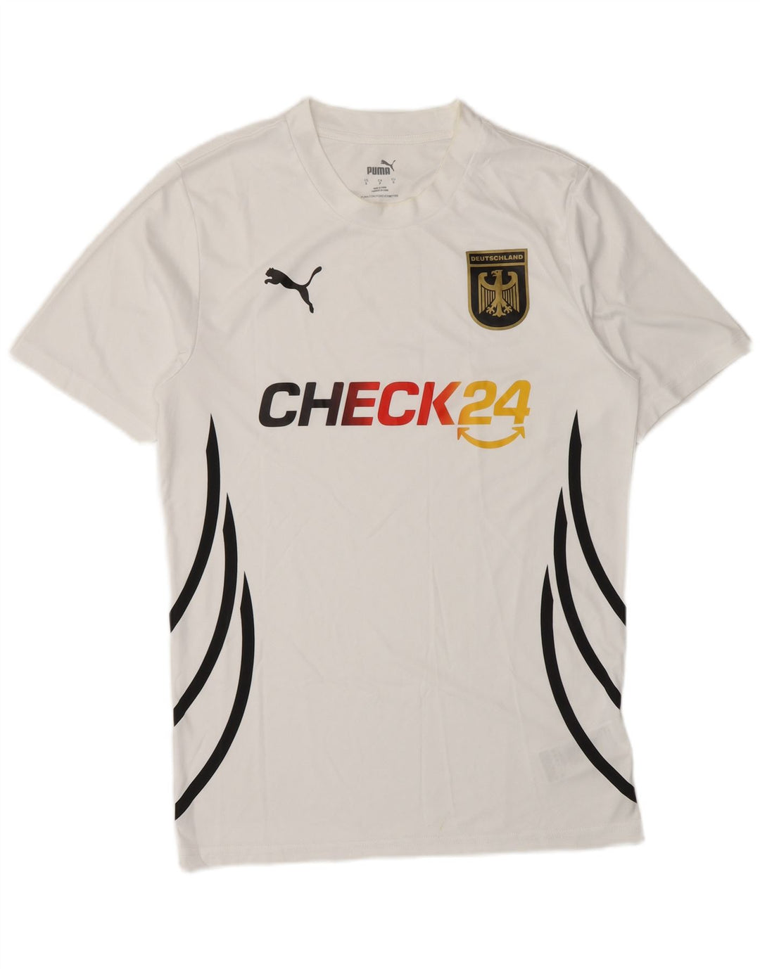 Puma Mens Deutshland Graphic Camiseta Top Pequeño Blanco Rayas Poliéster