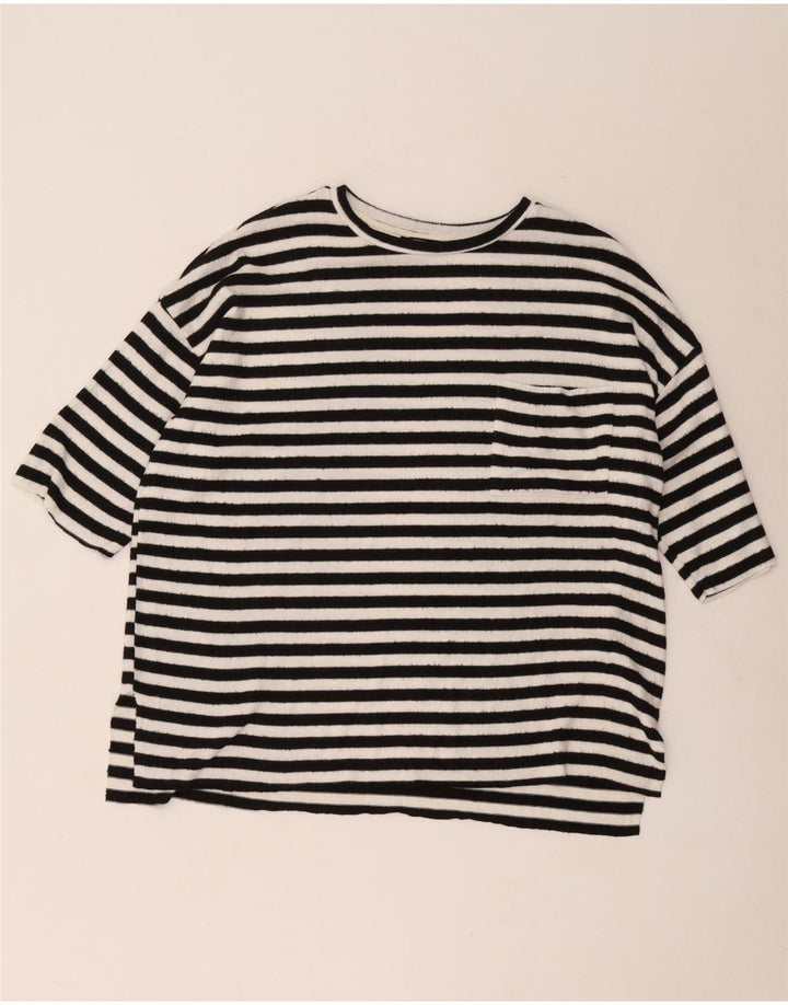 Zara Mujer Camiseta Extragrande Top UK 44 Mediano Rayas Negras