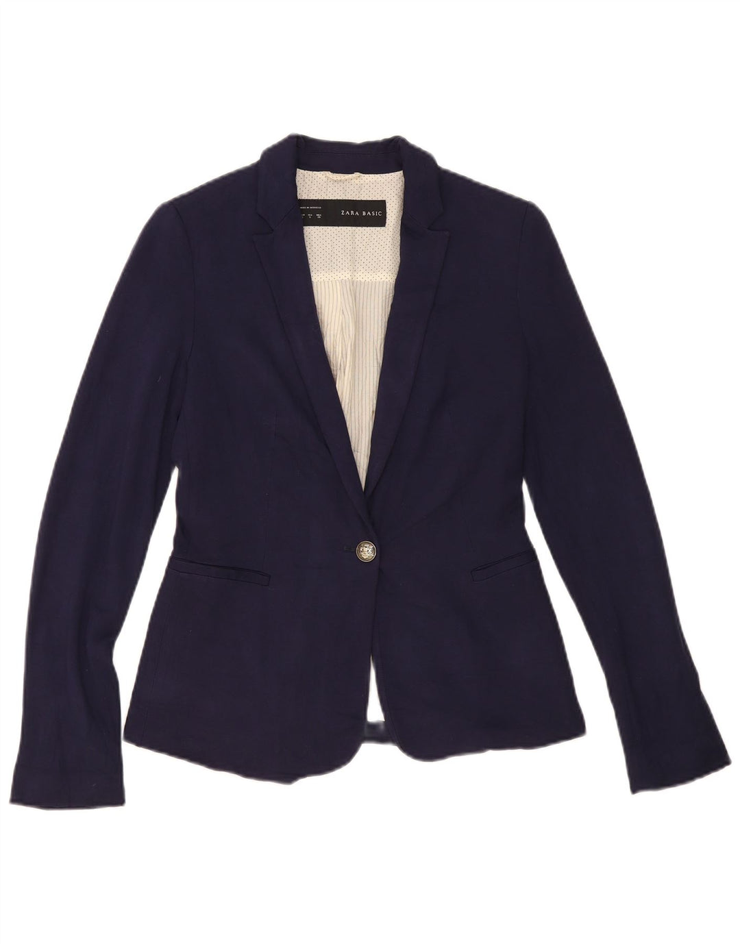 Zara Mujer Chaqueta Blazer De 1 Botón UK 10 Small Azul Marino