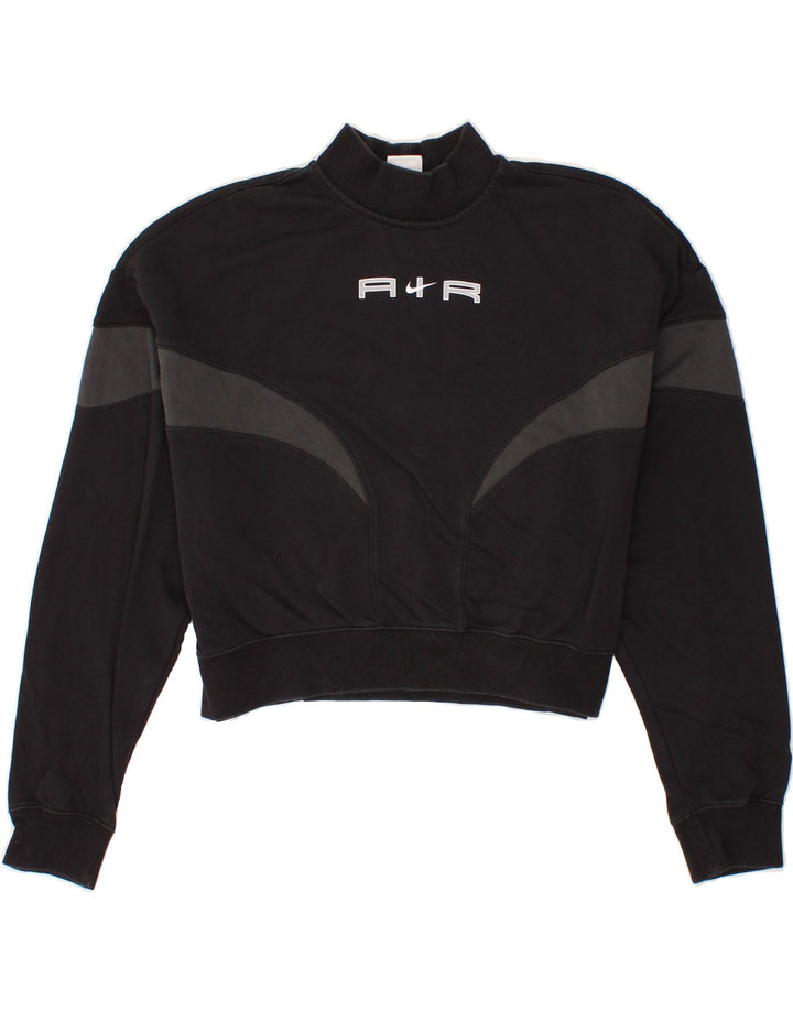 NIKE Womens Graphic Crop Sweatshirt Jumper UK 14 Medium Black Cotton Vintage Nike and Second-Hand Nike from Messina Hembry 