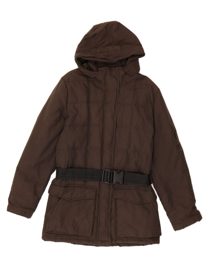WOOLRICH Womens Oversized Hooded Padded Jacket UK 10 Small Brown Cotton Vintage Woolrich and Second-Hand Woolrich from Messina Hembry 