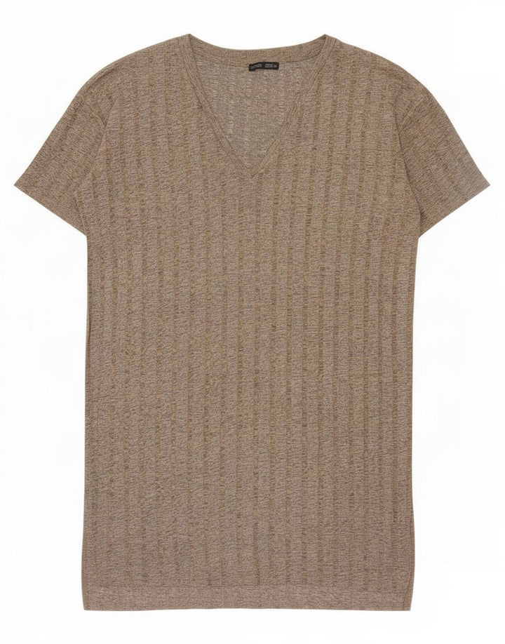 Zara Vestido Básico Mujer UK 44 Gris Medio Moteado